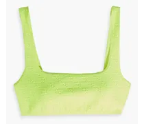 Neon stretch-jacquard bikini top - Yellow