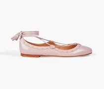 Lace-up leather ballet flats - Pink