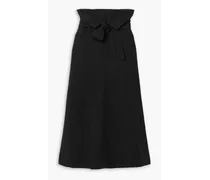 Anna belted TENCEL™ Lyocell and linen-blend midi skirt - Black