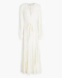 Les Héroïnes by Vanessa Cocchiaro The Pattie gathered satin-crepe midi dress - White White