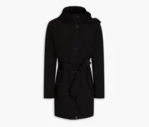 Belted shell hooded raincoat - Black