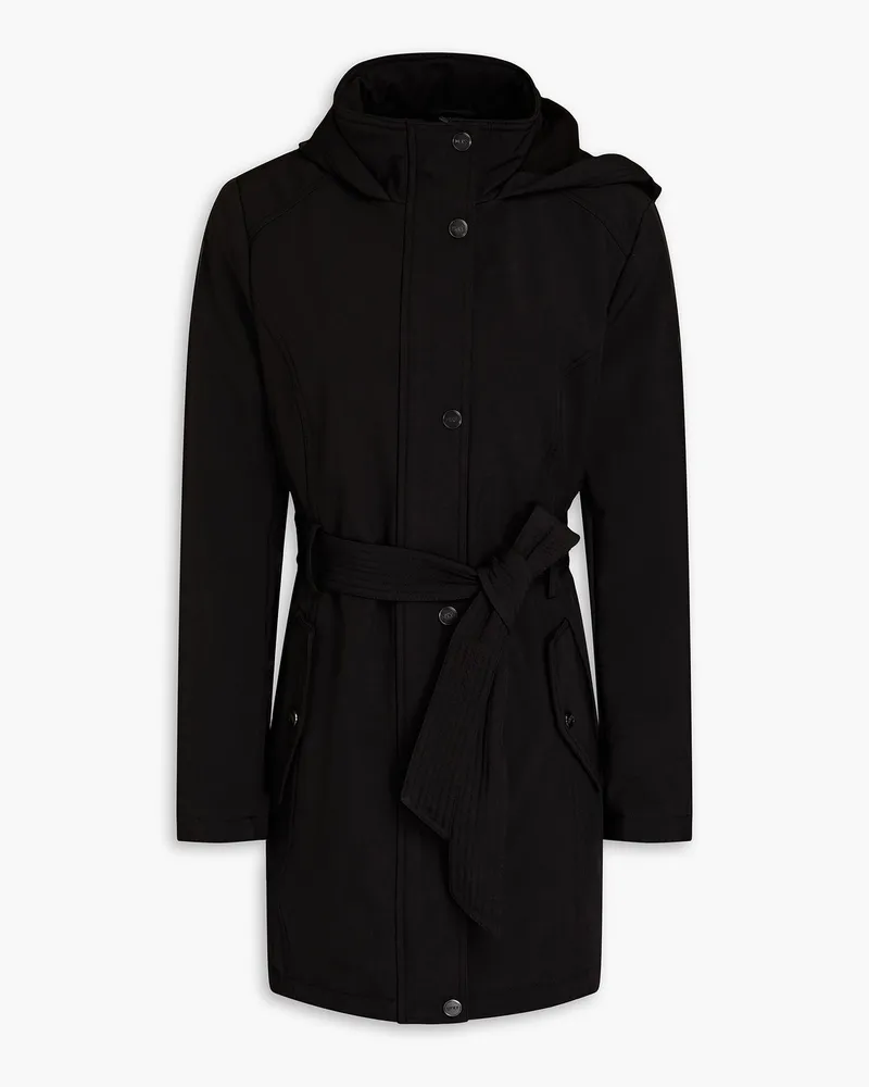 DKNY Belted shell hooded raincoat - Black Black