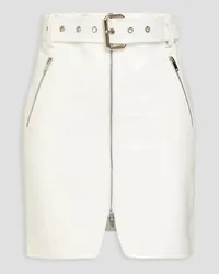 KHAITE Luana belted patent-leather mini skirt - White White