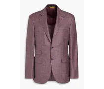 Houndstooth cotton, linen and wool-blend blazer - Purple