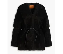 Belted shearling jacket - Black