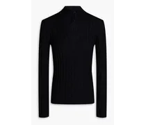 Cable-knit wool-blend sweater - Black