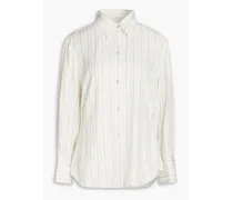 Striped silk-blend twill shirt - White
