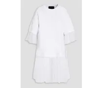 Point d'esprit-paneled French cotton-terry top - White