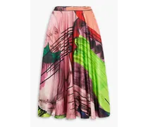 Ambrosia printed silk-satin midi skirt - Pink