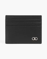 Ferragamo Embellished pebbled-leather cardholder - Black Black