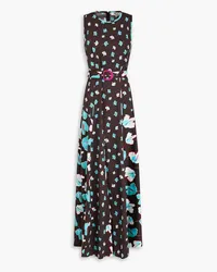 Diane von Furstenberg Elliot floral-print cotton-blend poplin maxi dress - Brown Brown