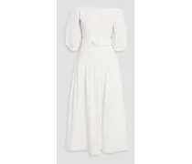 Mia off-the-shoulder broderie anglaise cotton maxi dress - White