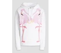 Printed French cotton-blend terry drawstring hoodie - White