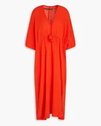 Enza Costa Cotton-seersucker kaftan - Orange Orange