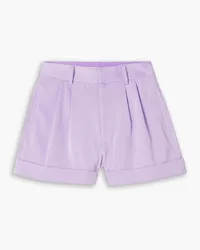 Alice + Olivia Alice Olivia - Conry pleated duchesse-satin shorts - Purple Purple