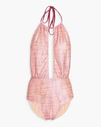 Missoni Cutout metallic crochet-knit swimsuit - Pink Pink