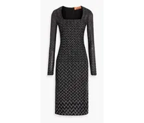 Metallic crochet-knit dress - Black