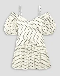 Zimmermann Cold-shoulder polka-dot plissé-chiffon mini dress - White White