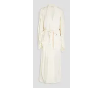 Ula crinkled bamboo an silk-blend robe - White