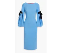 Venturi bow-detailed crepe midi dress - Blue