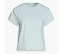 Striped cotton and linen-jersey T-shirt - Blue