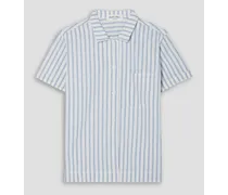 Camp striped cotton and linen-blend shirt - Blue