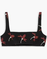 Valentino Garavani Floral-print wool-blend crepe bra top - Black Black