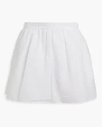 Valentino Garavani Gathered broderie anglaise cotton-blend shorts - White White