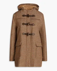 Claudie Pierlot Checked wool-blend hooded jacket - Brown Brown