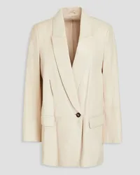 Brunello Cucinelli Bead-embellished leather blazer - White White