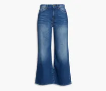 Cropped faded high-rise flared jeans - Blue