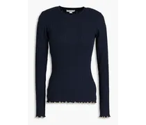 Ribbed cotton and modal-blend jersey top - Blue