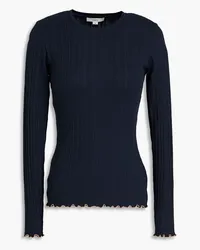 Vince Ribbed cotton and modal-blend jersey top - Blue Blue