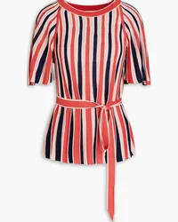 Zimmermann Postcard belted striped ribbed-knit top - Orange Orange