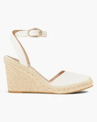 Stuart Weitzman Crystal Buckle canvas wedge espadrilles - White White