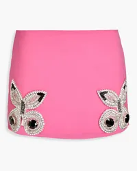 Area Crystal-embellished wool-blend crepe mini skirt - Pink Pink