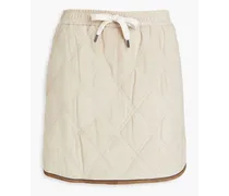 Bead-embellished quilted suede mini skirt - Neutral