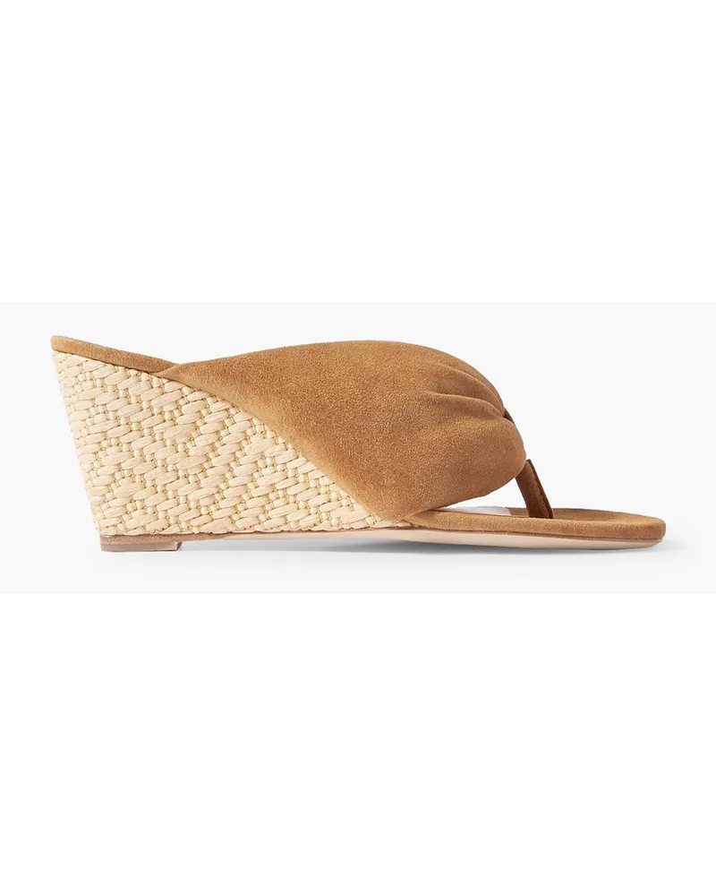 STAUD Dahlia suede espadrille wedge sandals - Brown Brown