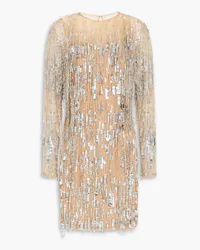 Zuhair Murad Fringed embellished tulle mini dress - Metallic Metallic