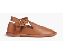 Buckled leather flats - Brown