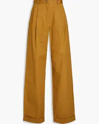 Bally Pleated cotton-twill wide-leg pants - Brown Brown