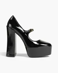 Stuart Weitzman Sky High 145 patent-leather platform Mary Jane pumps - Black Black