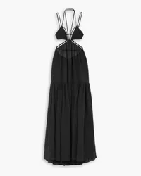 Nensi Dojaka Open-back cutout cotton-voile maxi dress - Black Black