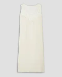 Simone Rocha Bead-embellished feather-trimmed tulle and crepe midi dress - White White