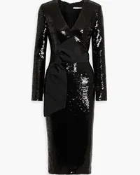 Veronica Beard Dalyn bow-embellished sequined jersey midi dress - Black Black