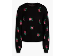 Jacquard-knit cotton sweater - Black