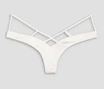 Cage stretch-silk charmeuse thong - White