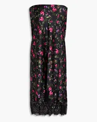 CAMI NYC Vivienne floral-print silk-blend satin and corded-lace midi skirt - Black Black