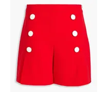 Embellished pleated crepe shorts - Red