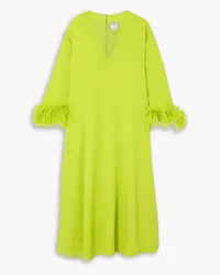 Huishan Zhang Houston feather-trimmed crepe midi dress - Green Green